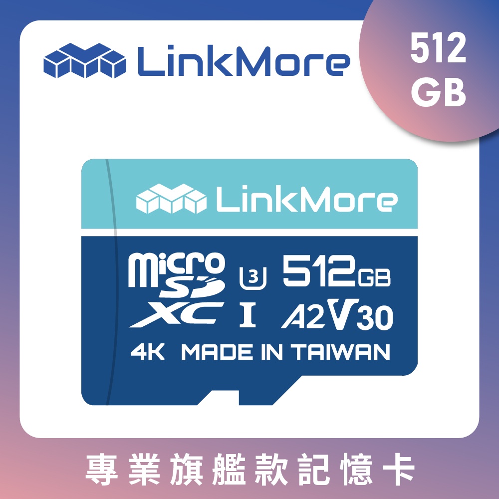 Linkmore XV23 A2, V30, micro SDXC USH-I U3 512GB 行車紀錄器/監控錄影記憶卡