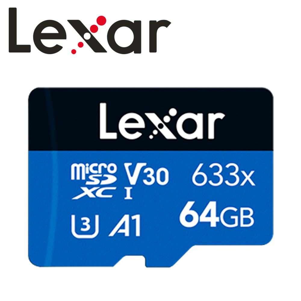 Lexar 雷克沙 64GB microSDXC 633x UHS-I A1 U3 V30 記憶卡