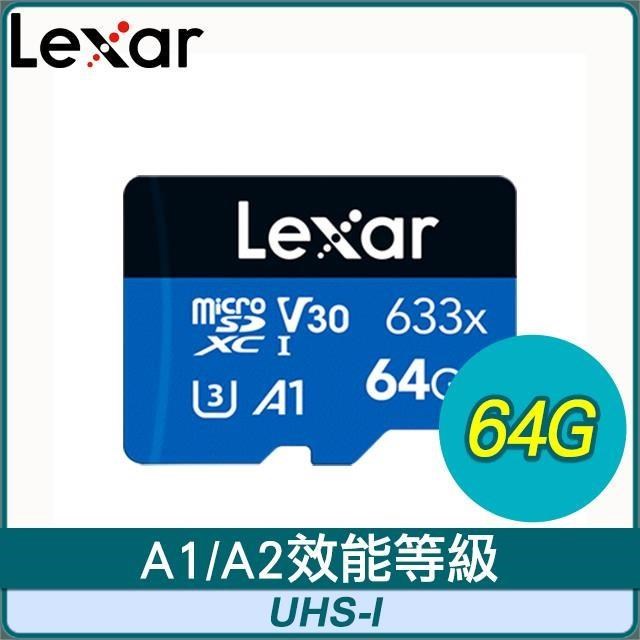 Lexar 雷克沙 633x microSDXC UHS-I A1 U3 64G 記憶卡(無轉卡/10年保)