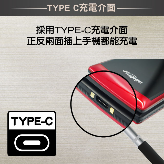 -TYPE C充電介面-採用TYPE-C充電介面正反兩面插上手機都能充電TYPE-C