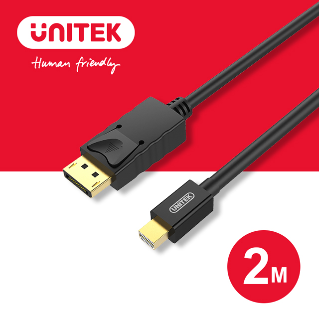 UNITEK 優越者 Mini DisplayPort to DisplayPort 1.2版 傳輸線 2M (Y-C611BK)