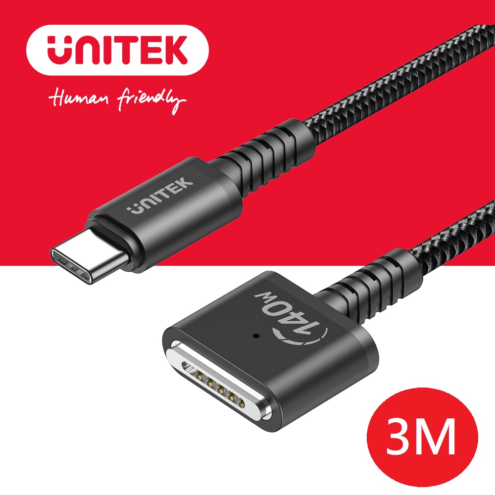 UNITEK 優越者 MacBook USB-C 對 MagSafe 3 PD磁吸充電線 3M  (Y-C14121BK-3M)