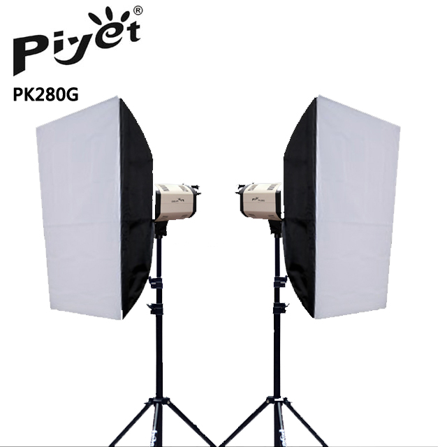 PIYET PK280G-中型攝影棚雙燈組閃光棚燈創業玩家人像攝影照相館韓式證件身分證照無影罩反射柔光傘引閃同步線