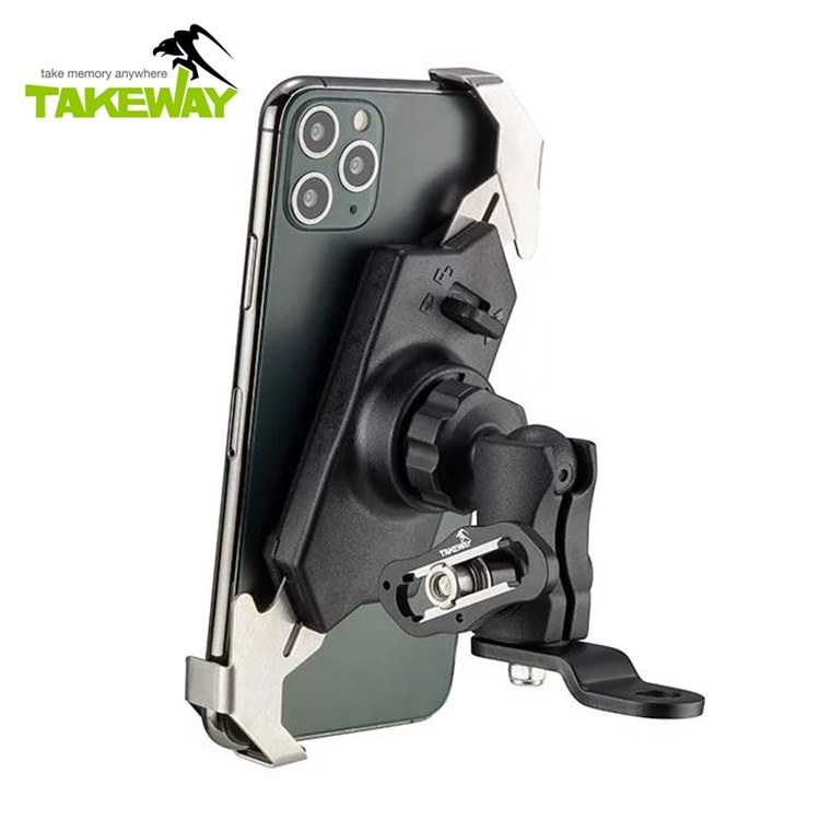 TAKEWAY 台灣黑隼Z防盜後照鏡版機車手機座LA3-PH05航太鋁合金重機架
