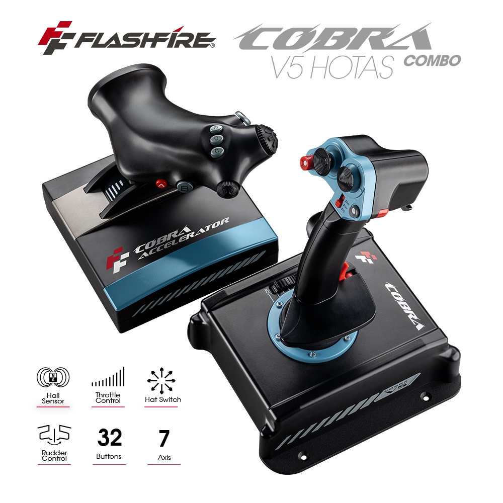 FlashFire Joystick V5遊戲飛行搖桿組(含推進器) 模擬飛行2020