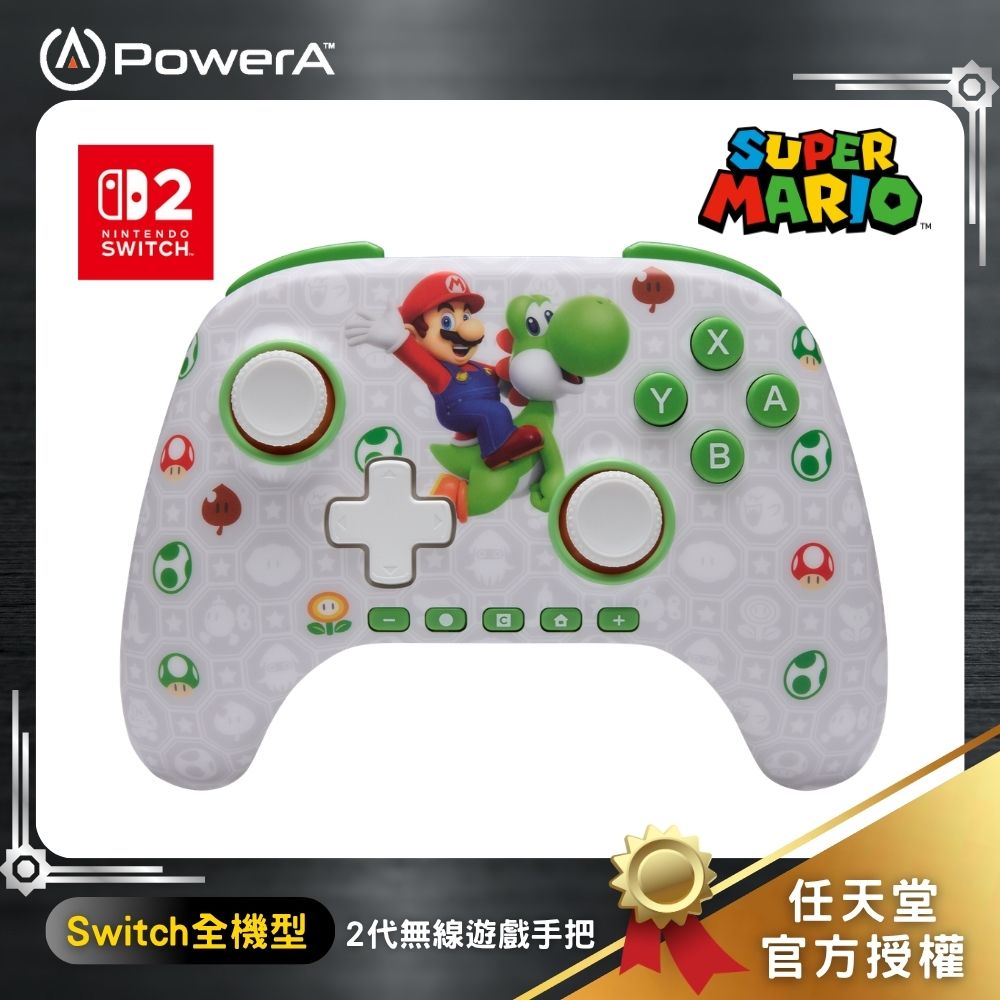 PowerA |任天堂官方授權|Switch 2無線遊戲手把(NSGP0569-01C) - 瑪利歐與耀西
