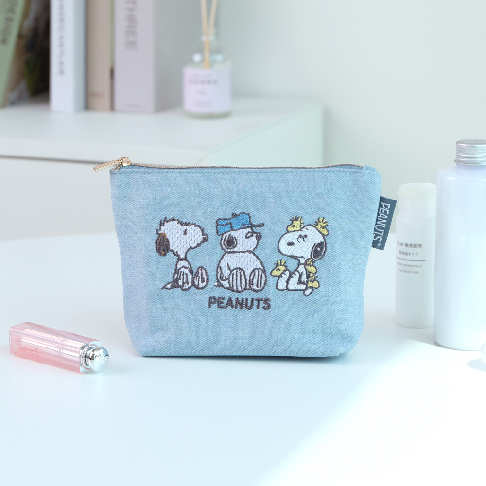 SNOOPY 史努比 Peanuts史努比牛仔船型收納包 手足-Snoopy Olaf 歐拉夫 刺繡 化妝包