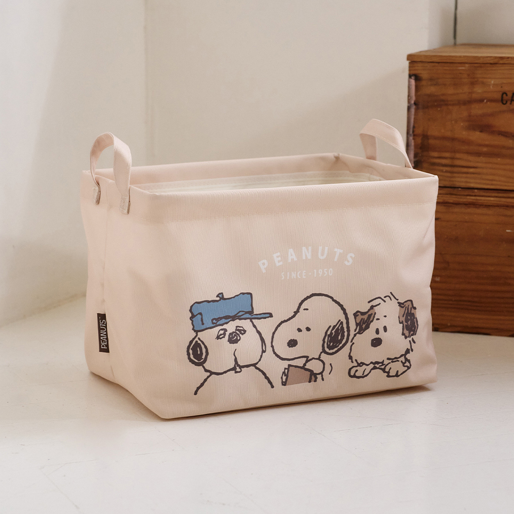 SNOOPY 史努比 Peanuts史努比牛津布手提收納籃 手足-Snoopy可折疊收納盒