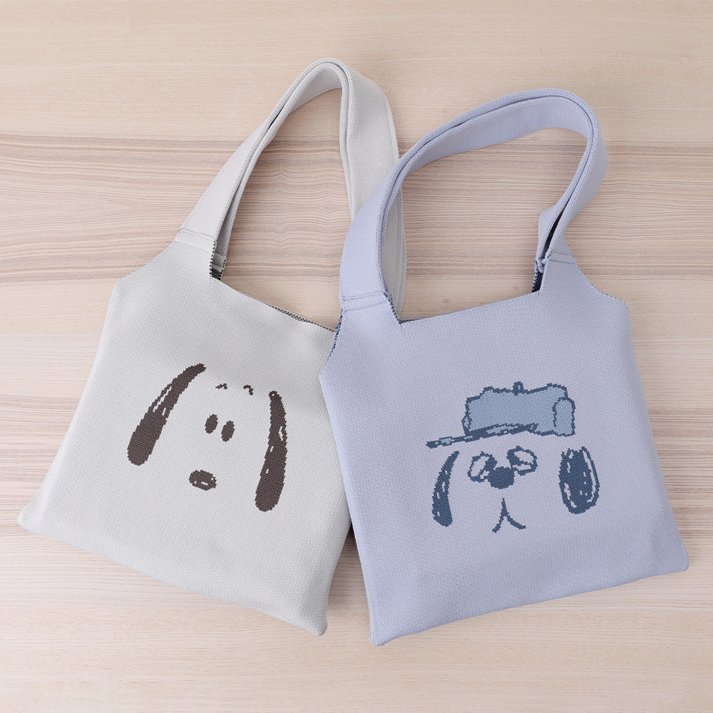 SNOOPY 史努比 Peanuts史努比針織肩背包 Snoopy Olaf 編織包 手提肩背兩用提袋