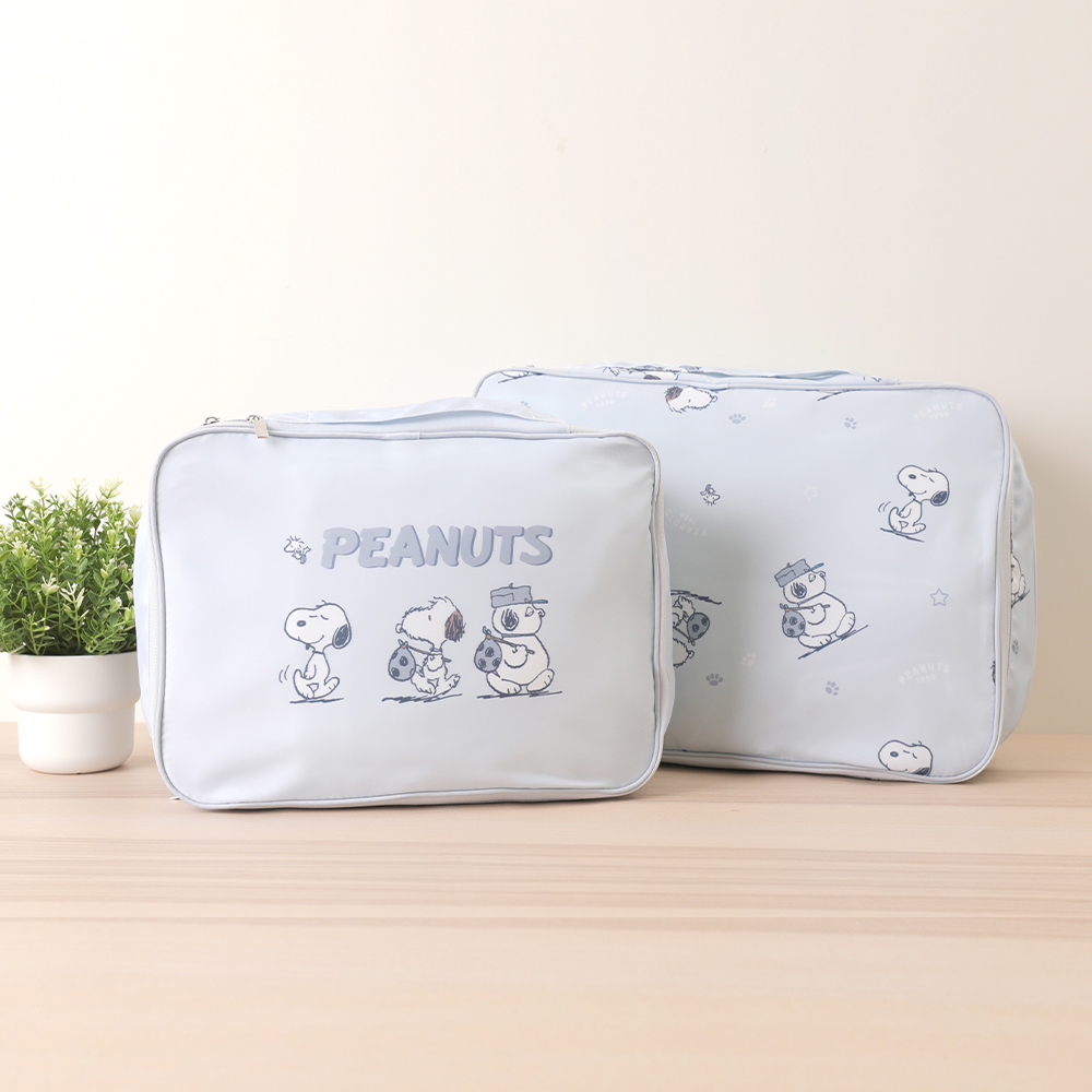 SNOOPY 史努比 Peanuts史努比旅行壓縮收納袋 L滿版 Snoopy 雙層行李收納壓縮袋