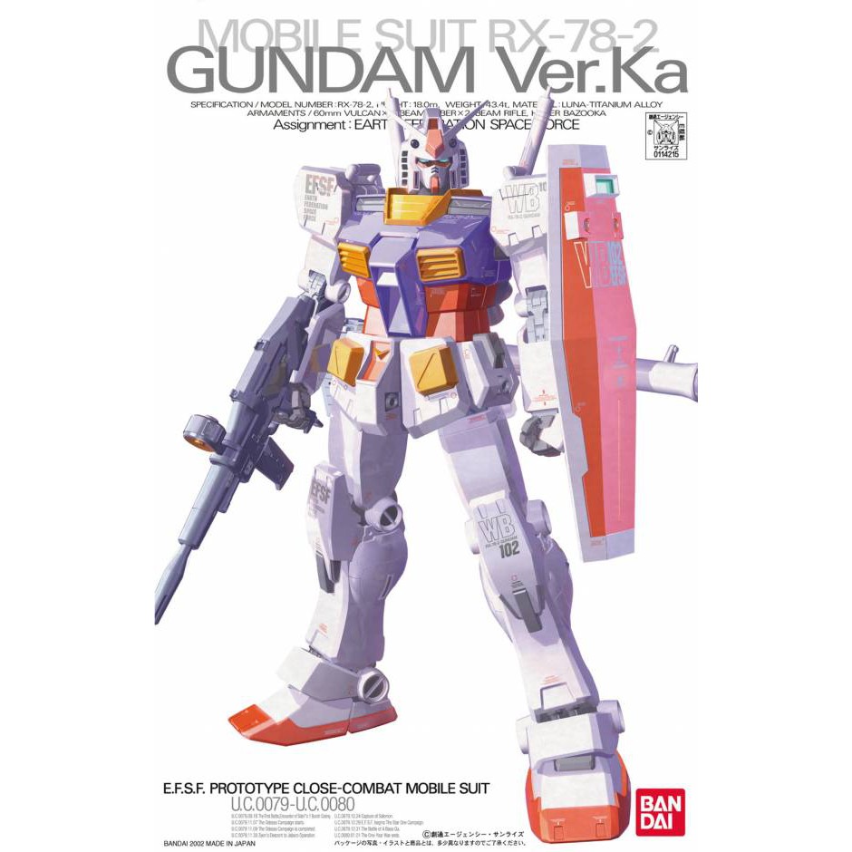 BANDAI 萬代 MG 1/100 RX-78-2 GUNDAM Ver. Ka 初鋼