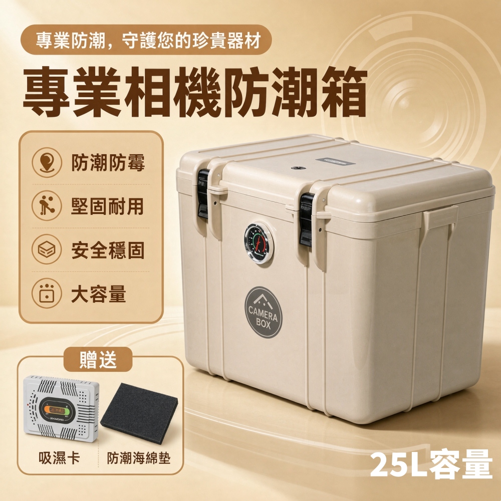 【悅購】相機防潮箱 25L相機乾燥箱 氣密防潮箱 防黴防水密封箱 攝影器材精密儀器收納 贈吸濕卡+海綿墊