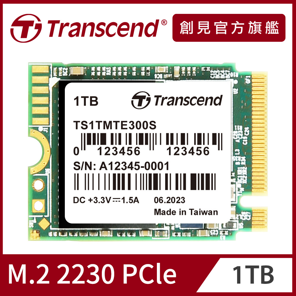 Transcend 創見MTE300S M.2 2230 PCIe Gen3x4 1TB SSD固態硬碟
