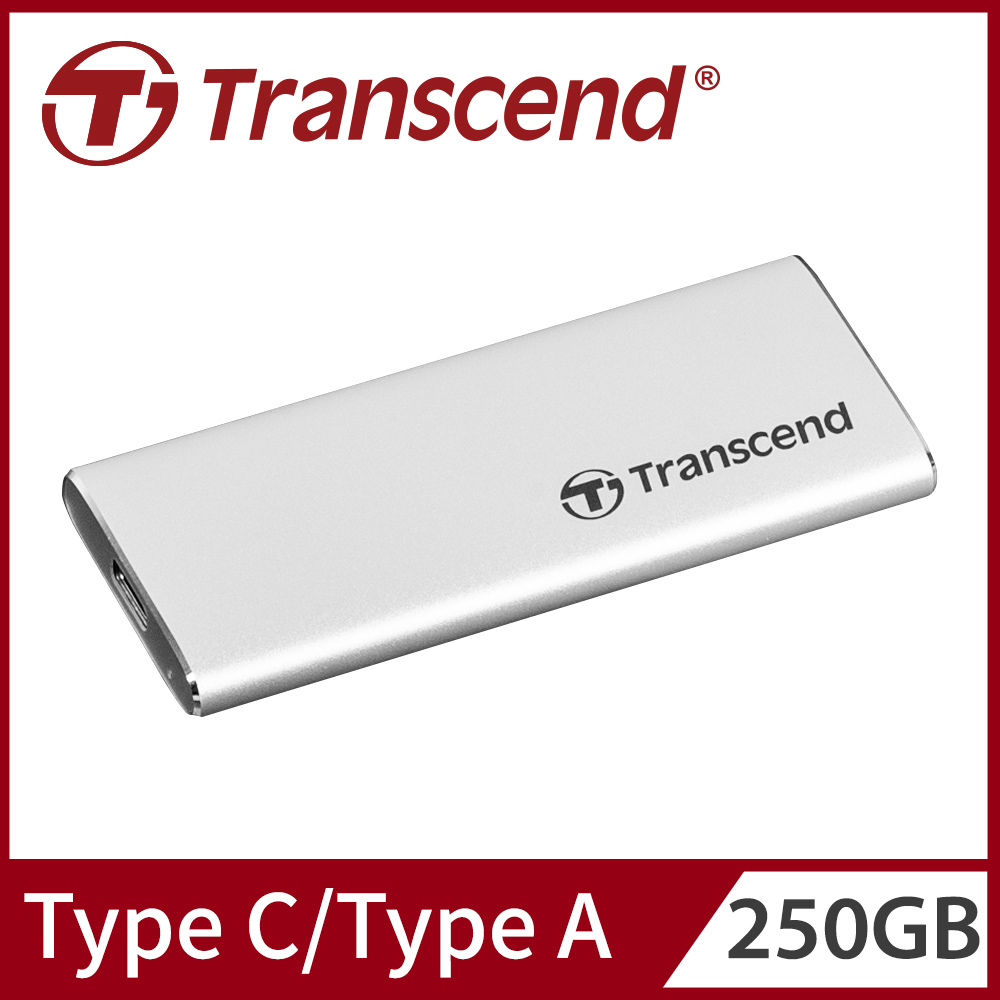Transcend 創見 ESD260C 250GB USB/Type C 雙介面外接SSD行動固態硬碟 - 晶燦銀 (TS250GESD260C)