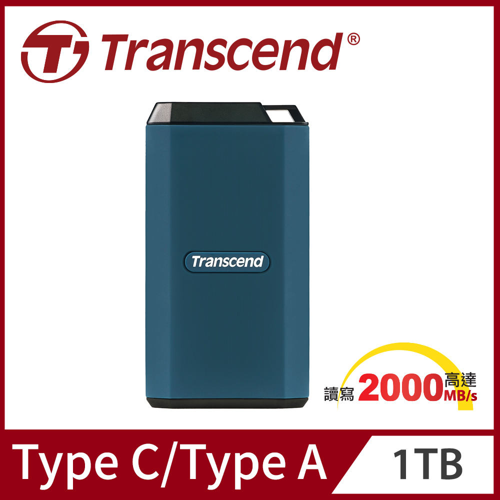 Transcend 創見 ESD410C 1TB USB3.2/Type C 軍規防震雙介面外接SSD行動固態硬碟 (TS1TESD410C)