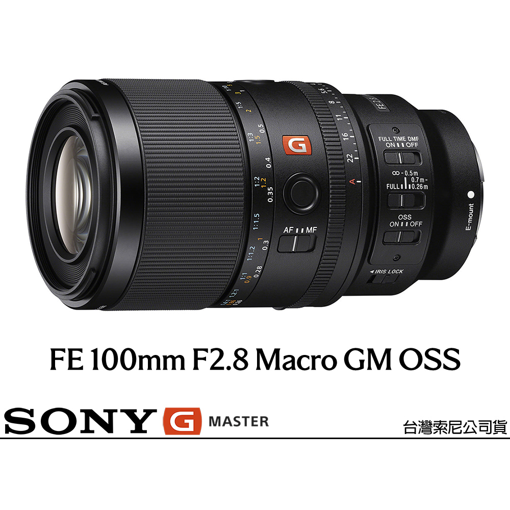 SONY 索尼 FE 100mm F2.8 Macro GM OSS SEL100M28GM (公司貨) 望遠定焦鏡頭 微距鏡頭 全片幅無反微單眼鏡頭