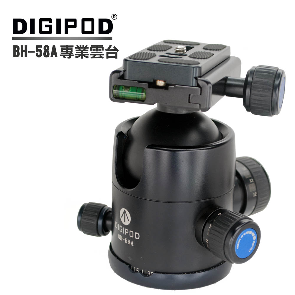DIGIPOD BH-58A雲台(公司貨) 專業雲台360°刻度盤接片攝影快拆板球形雲台穩定
