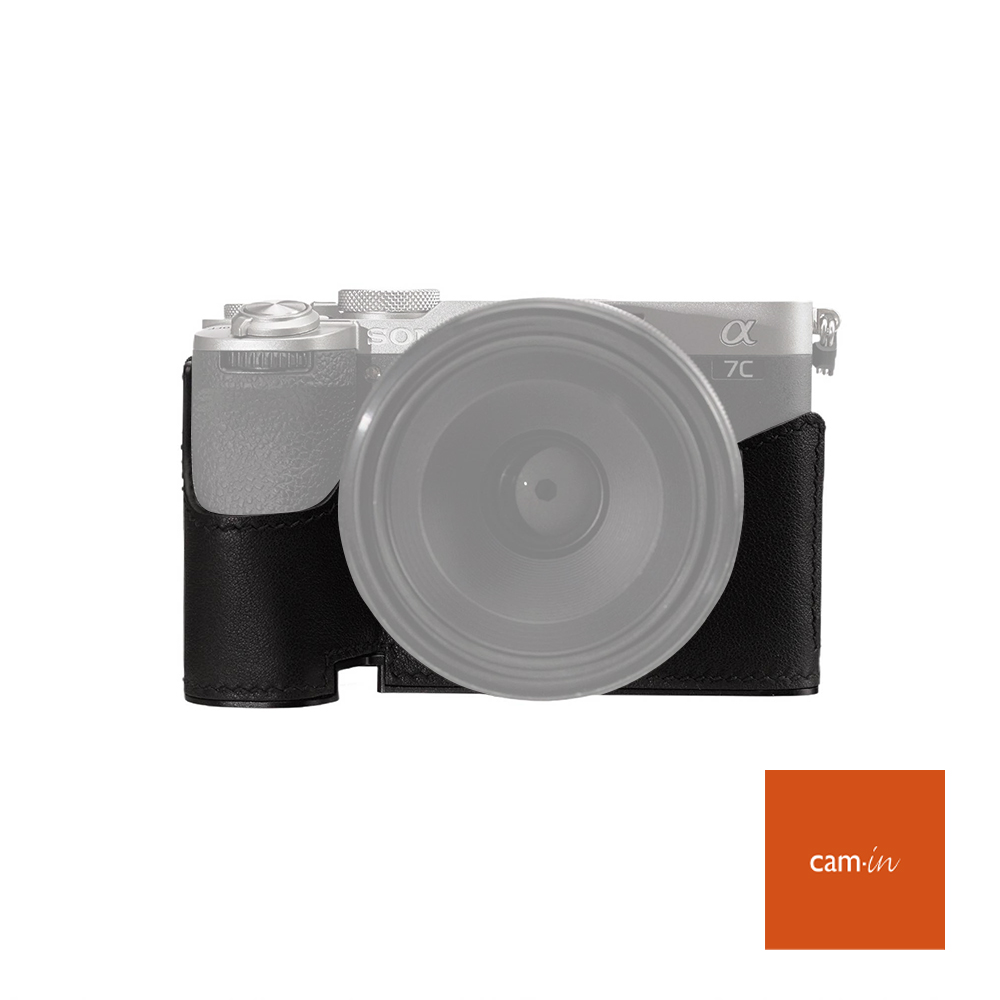 Cam in 真皮相機半截皮套 有手柄款 SONY A7C2用 黑色 LCP-003201 公司貨