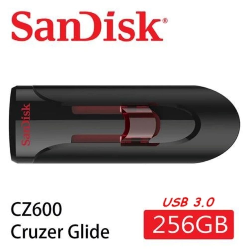 SanDisk 晟碟 USB3.0 256GB 中亮透紅 高速 隨身碟(滑動伸縮接埠) 5年保固
