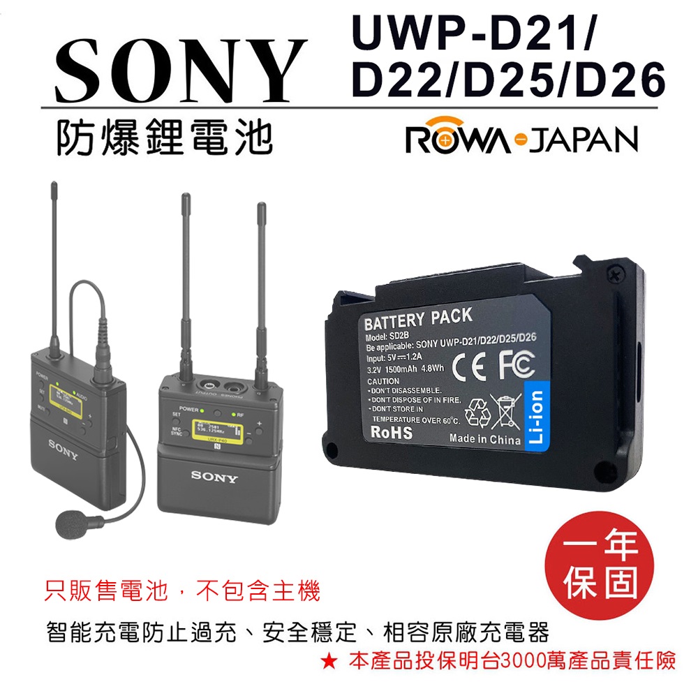 ROWA】 樂華FOR SONY 無線麥克風專用電池UWP-D21 D22 D25 D26 - PChome