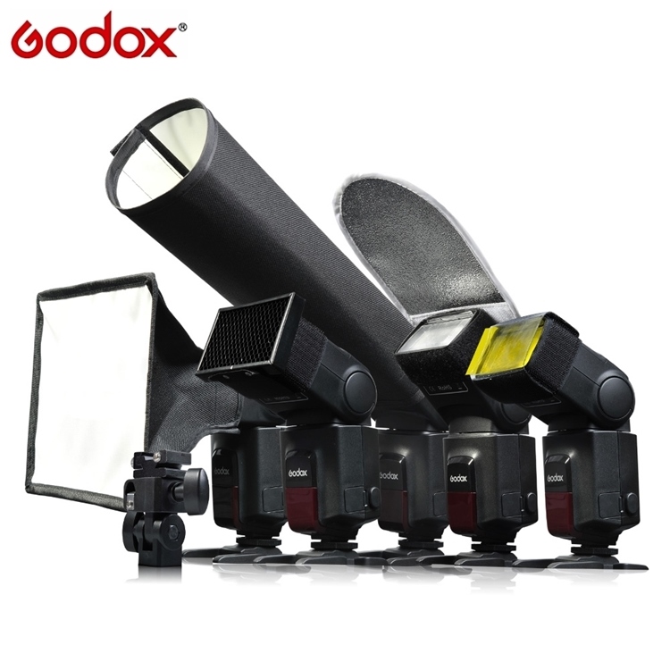 Godox 神牛 機頂閃燈6合1打光配件套裝SA-K6(含蜂巢罩.柔光箱.反光板.束光罩.濾色片和傘托架)