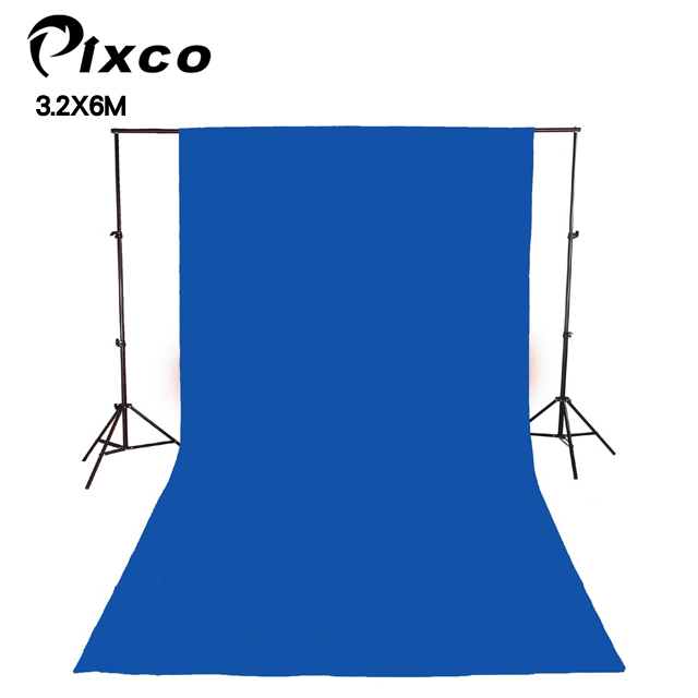Pixco 拍攝寶優質TC棉背景布3.2X6M-藍色 藍布摳圖藍幕去背KEY背虛擬攝影棚用藍幕去背合成直播佈置陳列桌布