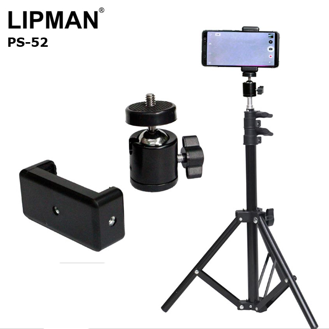 LIPMAN 三腳燈架小雲台手機夾PS-52 手機直播拍照三腳架拍片TikTok支架專業閃燈架落地立架錄影支架手機學校教學