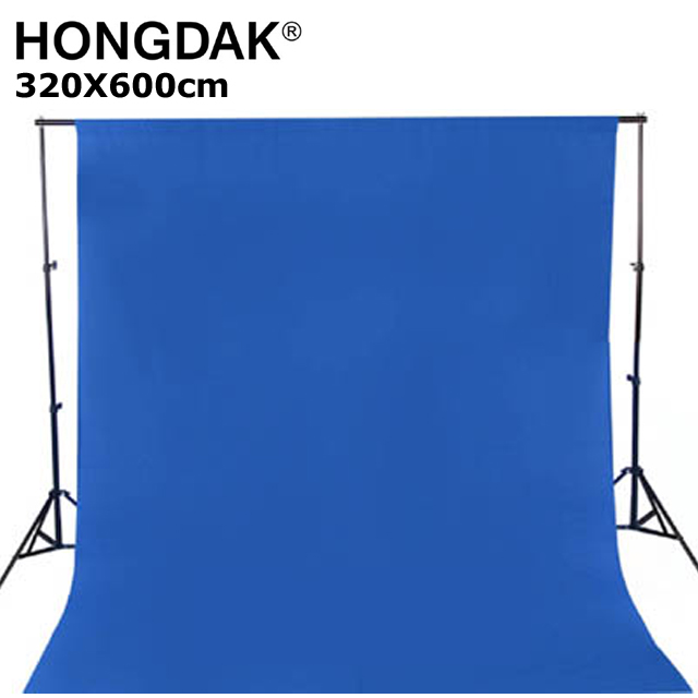 HONGDAK 優質混紡背景布320X600公分-藍色藍布摳圖藍幕去背KEY背虛擬攝影棚用藍幕去背合成直播背景佈置陳列桌布