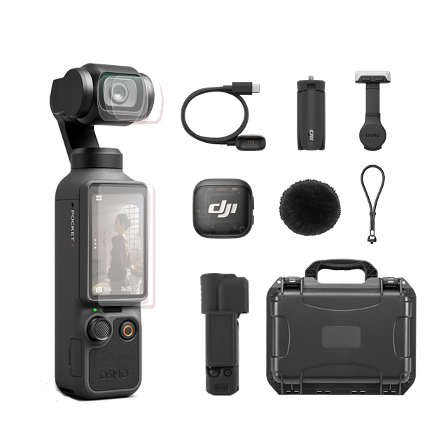 DJI 大疆 Osmo Pocket 4 全能套裝 + 矽膠保護套 + 鋼化貼 + 雙層氣密箱 (公司貨)
