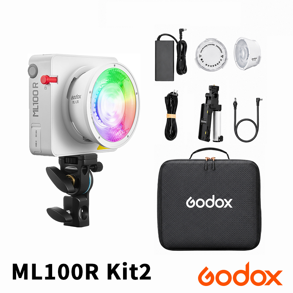 Godox 神牛 ML100R 便攜全彩 LED 點光源攝影燈 Kit 2 (含NP-F充電手把) 公司貨
