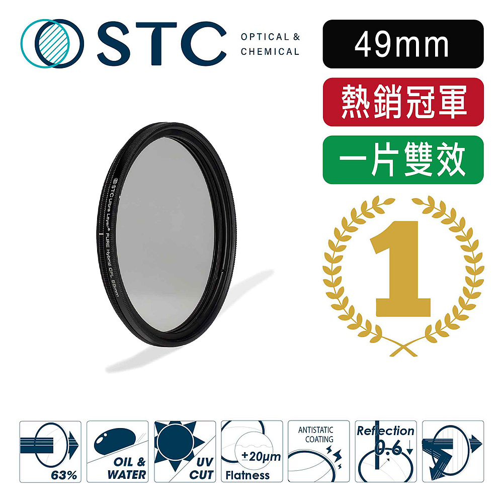 STC [] 全新二代-PURE Hybrid CPL 49mm 純淨極致透光 (-0.5EV) 偏光鏡