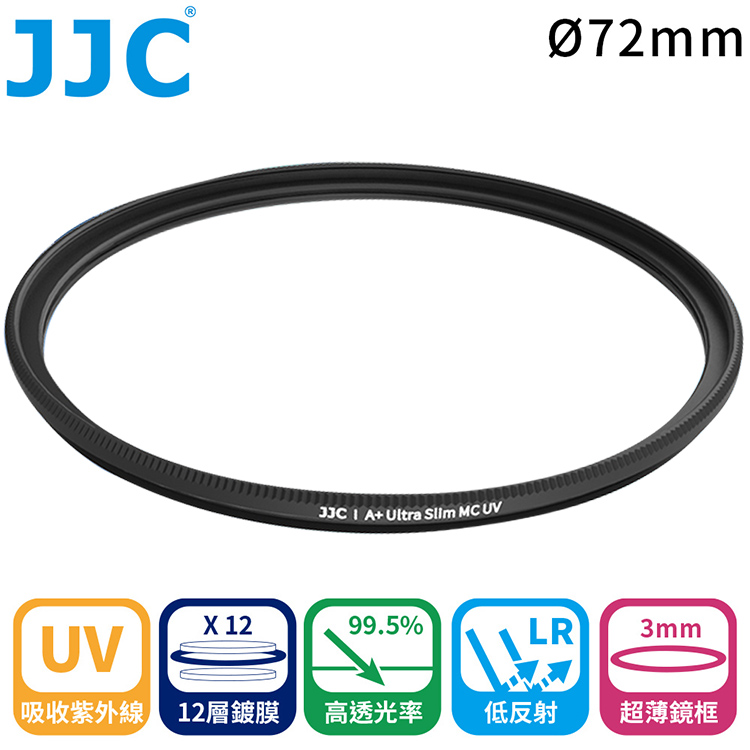 JJC 不易沾塵12層多層鍍膜72mm鏡頭保護鏡72mm濾鏡72mm保護鏡F-MCUV72超薄框保護鏡MC-UV濾鏡