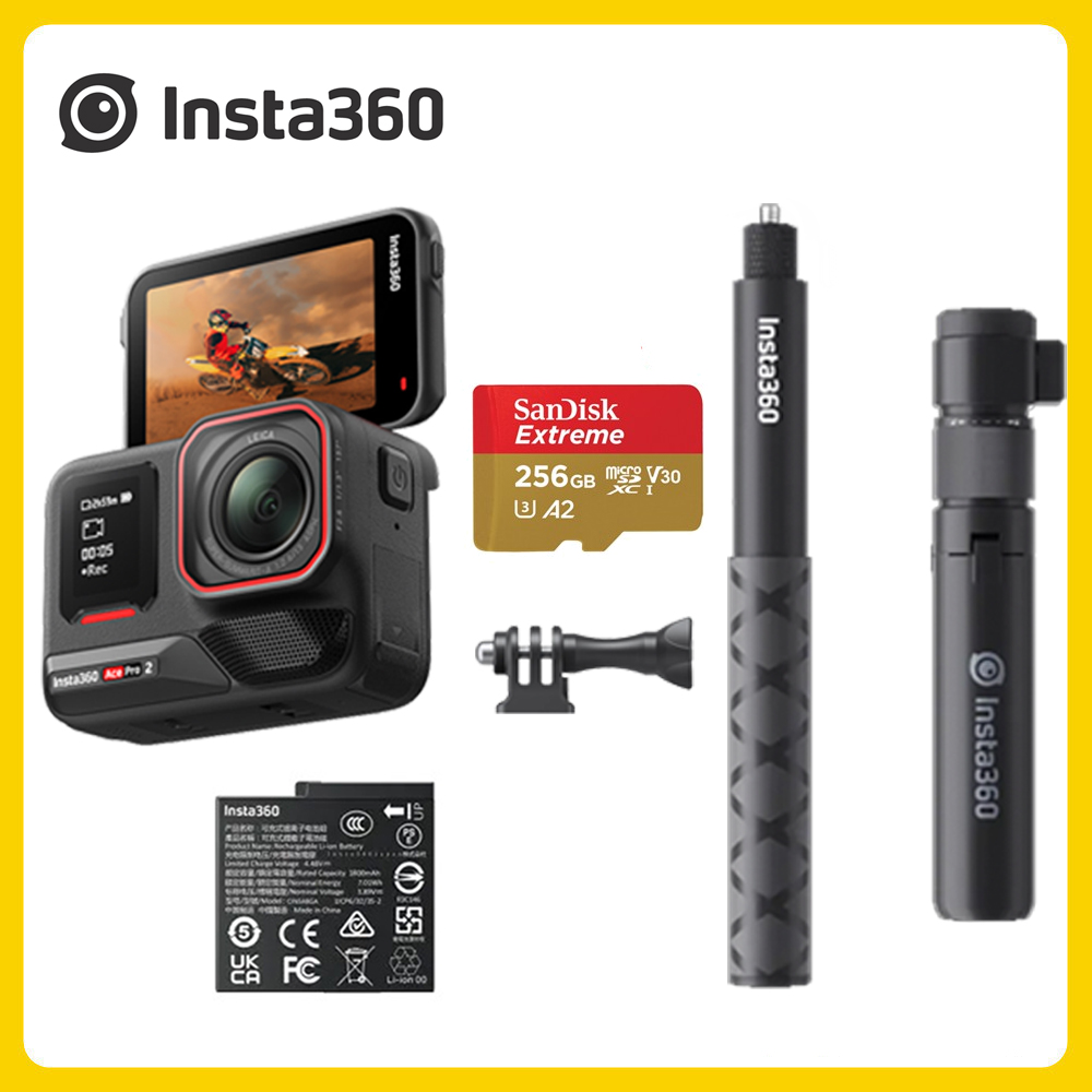 Insta360 Ace Pro 2 翻轉螢幕運動相機 單電版 自拍棒+手柄套裝 (先創公司貨)
