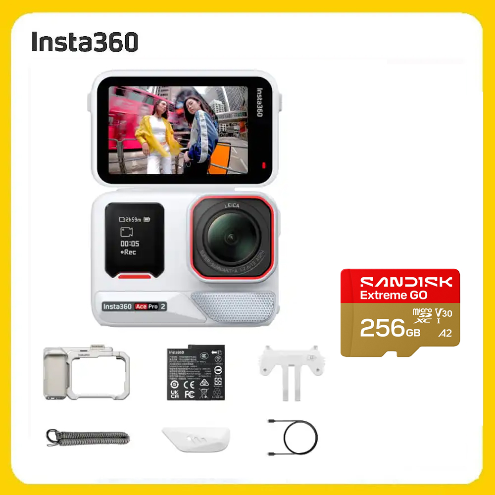 Insta360 Ace Pro 2 翻轉螢幕運動相機 雪山白 單電版街拍套裝 (先創公司貨)(其他規格)