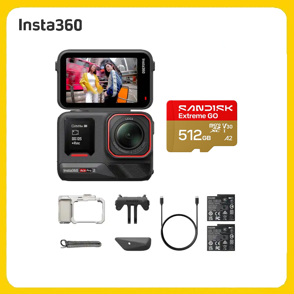 Insta360 Ace Pro 2 翻轉螢幕運動相機 雙電版 星輝銀街拍套裝+SanDisk 512G (先創公司貨)