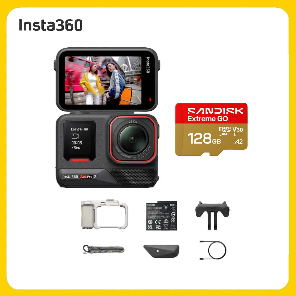 Insta360 Ace Pro 2 翻轉螢幕運動相機 單電版 星輝銀街拍套裝+SanDisk 128G (先創公司貨)