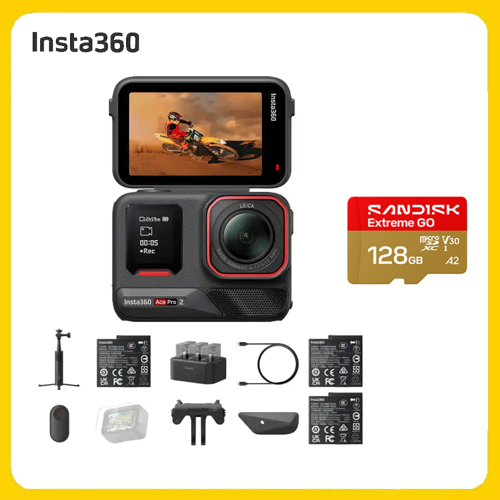 Insta360 Ace Pro 2 翻轉螢幕運動相機 創作者套裝(2.0 版)+SanDisk 128G (先創公司貨)