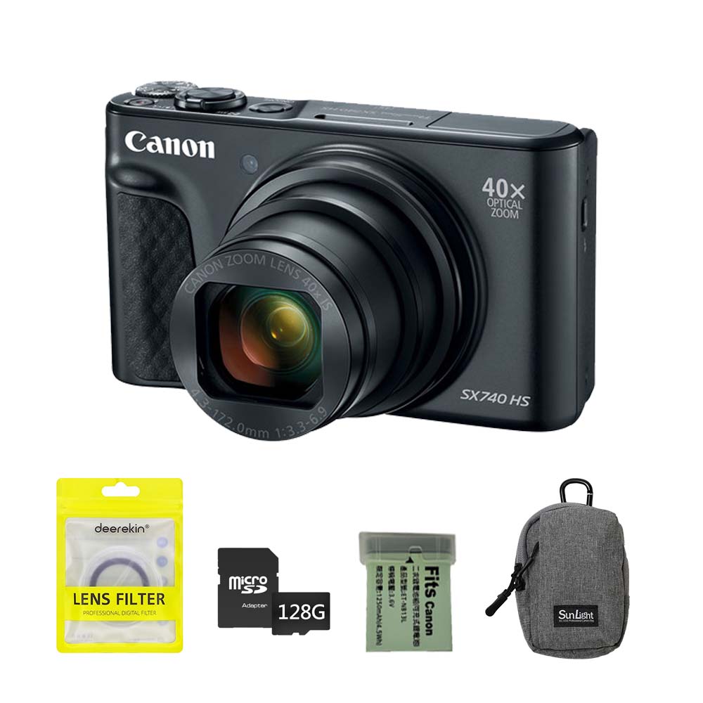 Canon 佳能 PowerShot SX740 HS 數位相機+隨身小包+副廠電池+128G+保護鏡 (公司貨) 卡片機/隨身相機