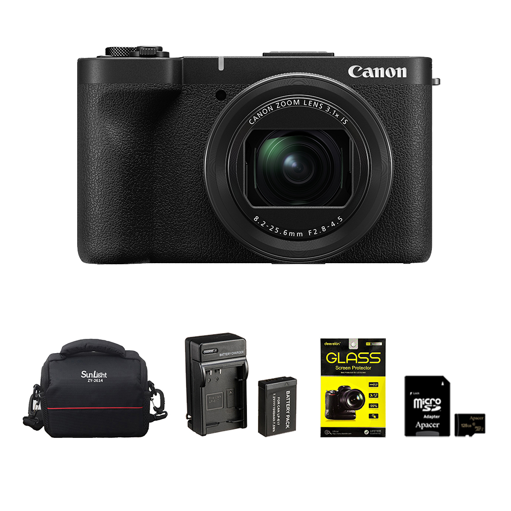 PowerShot V1 旗艦級Vlog相機+128G記憶卡+保護貼+相機包+副電座充組 超值組