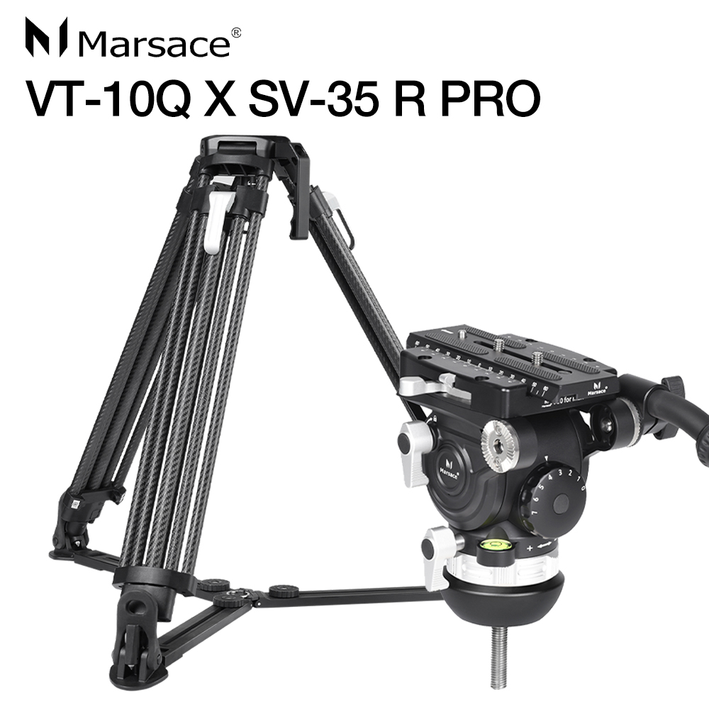 Marsace 瑪瑟士 VT-10Q 碳纖維錄影三腳架 +SV-35R PRO 油壓雲台(總代理公司貨)