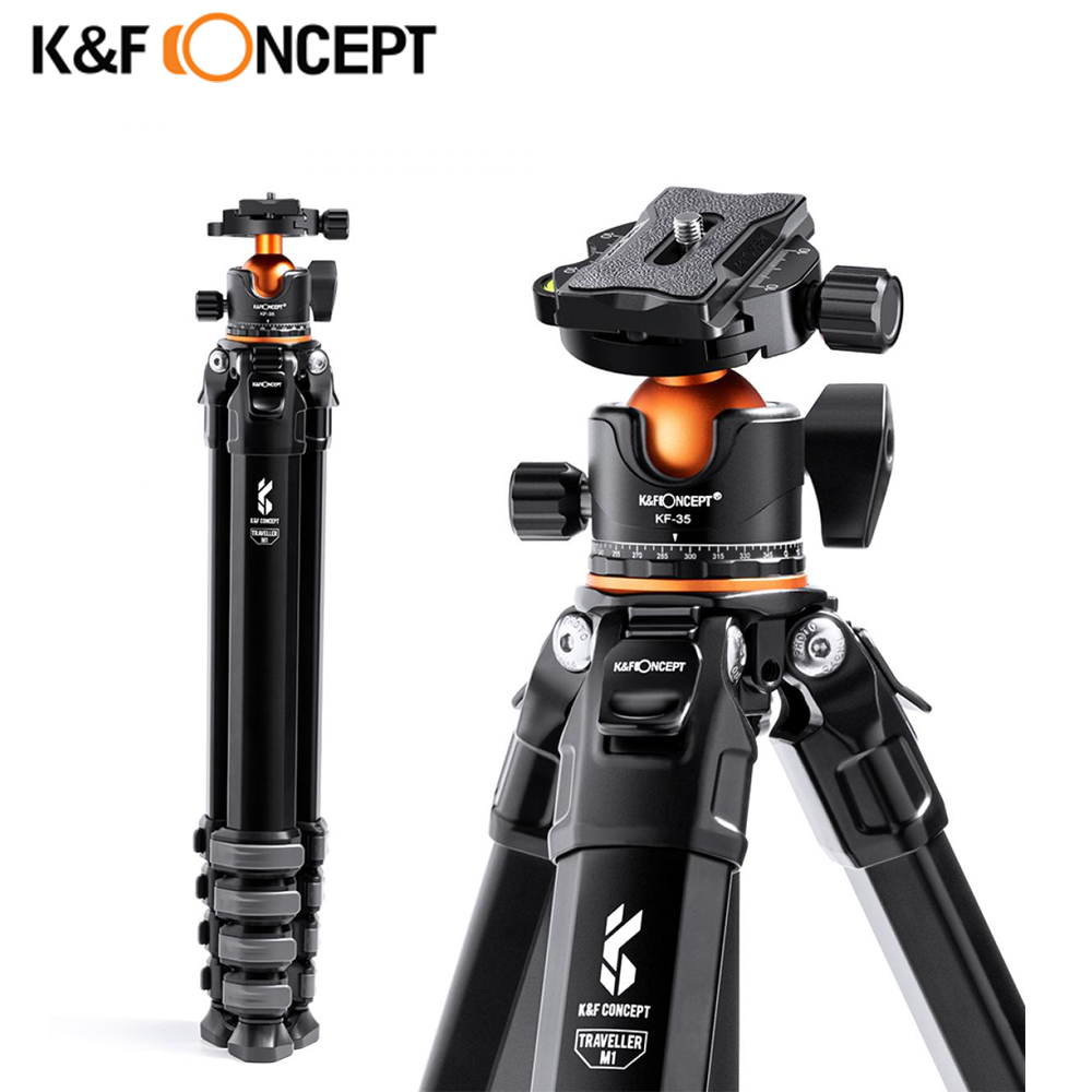 INNOREL 一脚・K&F（自由雲台） K&F Concept 旅行者扳扣式5節鋁合金三腳架球型雲台KF09.105V1鋁合金五