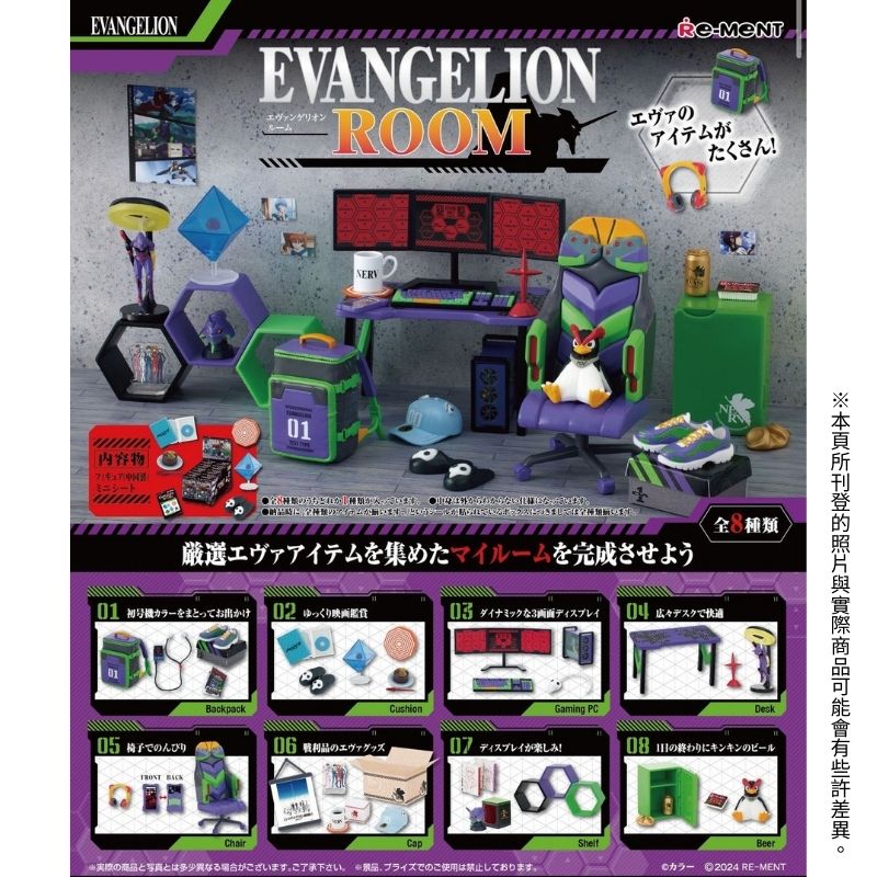 RE-MENT 【全套8入組】 新世紀福音戰士 房間場景 臥室EVA EVANGELION ROOM 盒玩 扭蛋 公仔