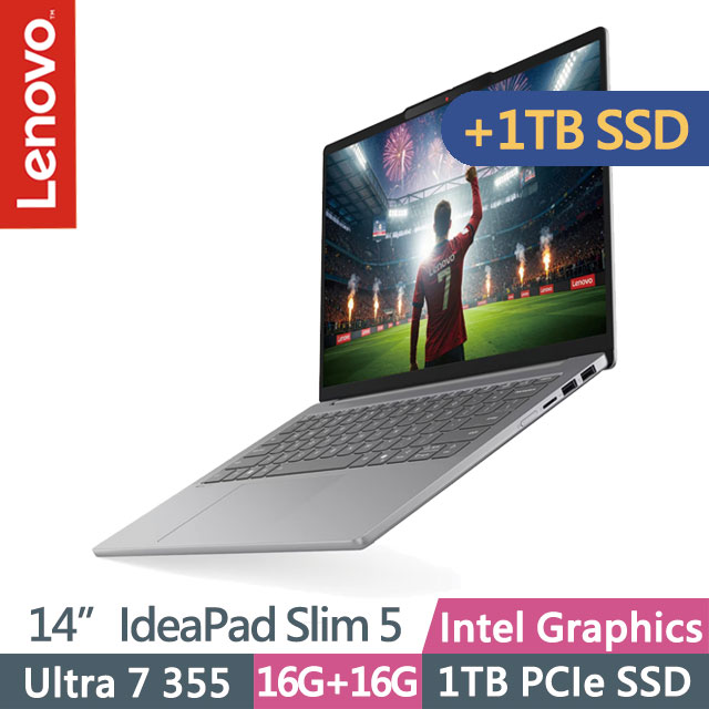 LENOVO 聯想 IdeaPad Slim 5 83S5003CTW 月光灰(Ultra 7 355/16G+16G/1TB+1TB/14吋OLED/W11)特仕