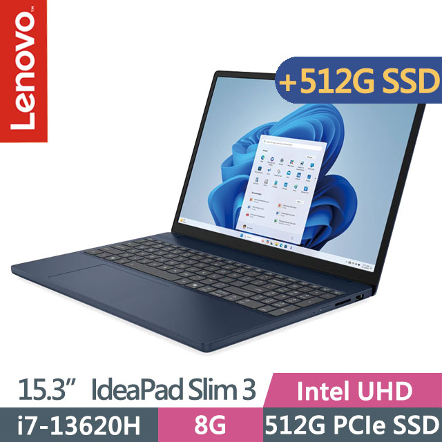 IdeaPad Slim 3 83K100BKTW 宇宙藍(i7-13620H/8G/512G+512G/15.3吋WUXGA/W11)特仕