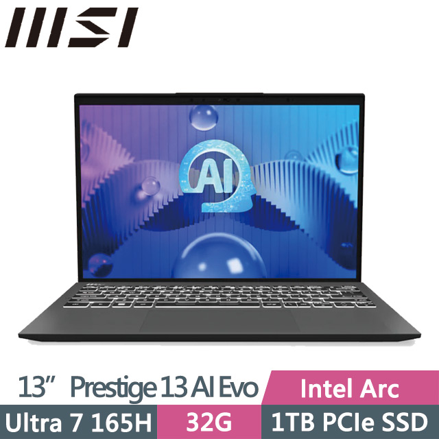 MSI 微星Prestige 13 AI Evo A1MG-095TW 黑(Ultra 7-165H/32G/1TB SSD