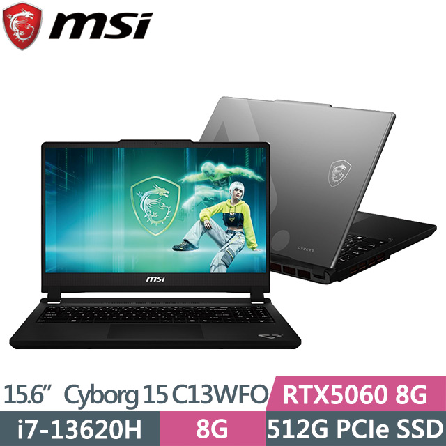 MSI 微星 Cyborg 15 C13WFO-288TWNN (i7-13620H/8G/512G SSD/RTX5060 8G/15.6吋FHD/W11)電競筆電
