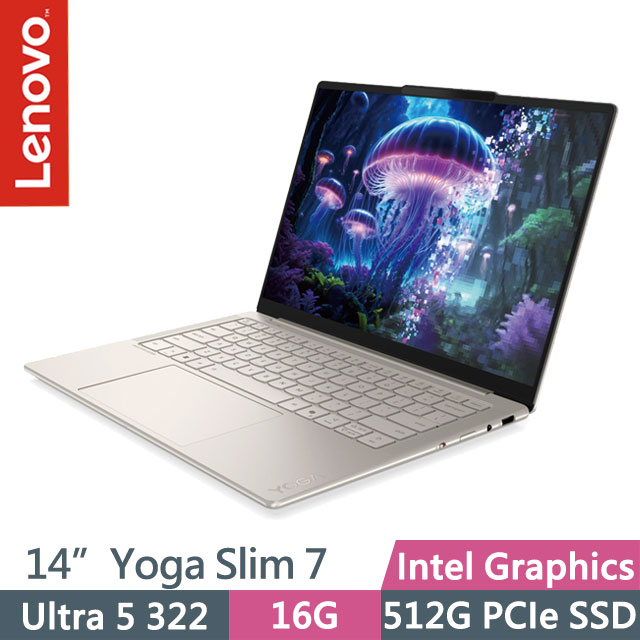 LENOVO 聯想 Yoga Slim 7 83QM008LTW 奶霜白(Ultra 5 322/16G/512G SSD/14吋OLED/Win11)輕薄AI筆電