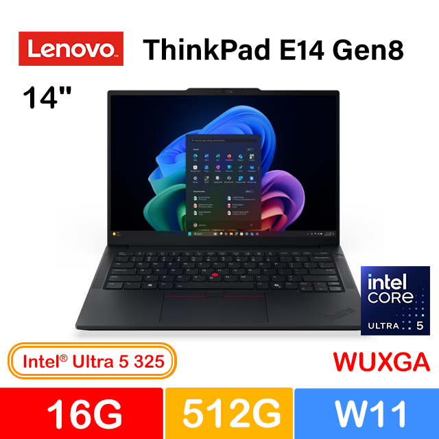 LENOVO 聯想 ThinkPad E14 Gen8 14吋 商用筆電黑(Ultra 5 325/16G/512G/W11/21Y6S00500)（其他規格）