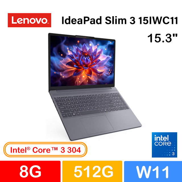 LENOVO 聯想 IdeaPad Slim 3 15IWC11 15.3吋AI筆電灰色(Core 3 304/8GB/512GB/WIN11/83RR00SETW)
