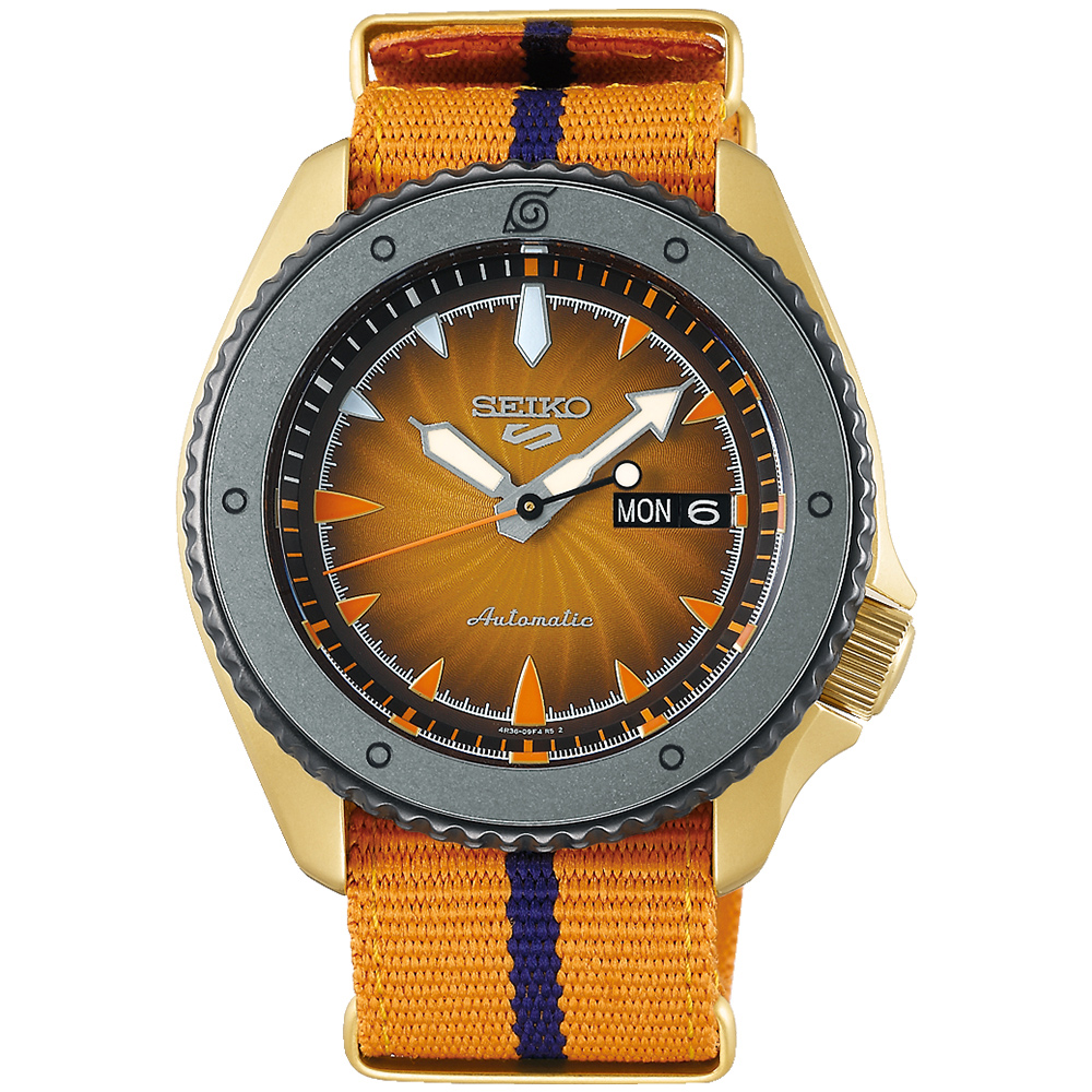 SEIKO 精工 5 Sports 火影忍者限定聯名款機械錶/鳴人/42.5mm (4R36-10B0O/SRPF70K1)SK003